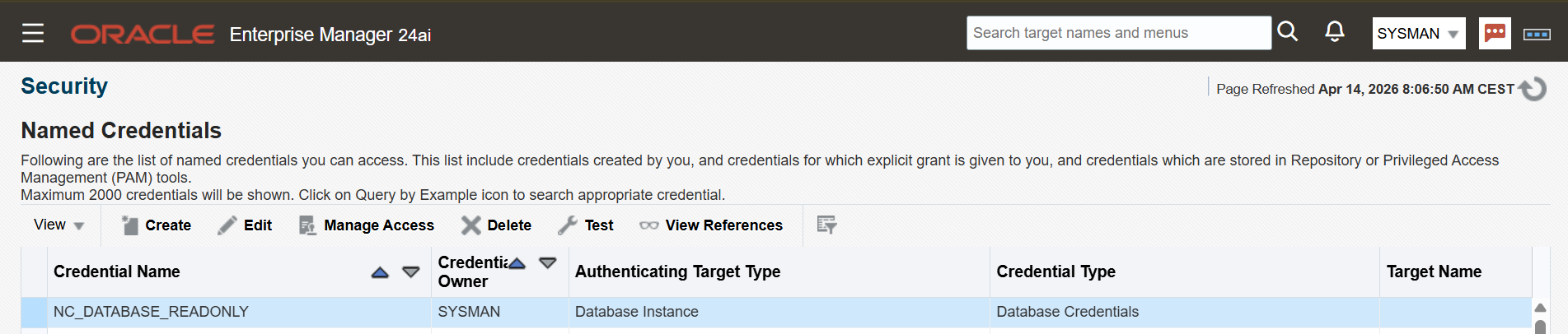 EM24ai Read-Only User Named  Credential for C##READONLY