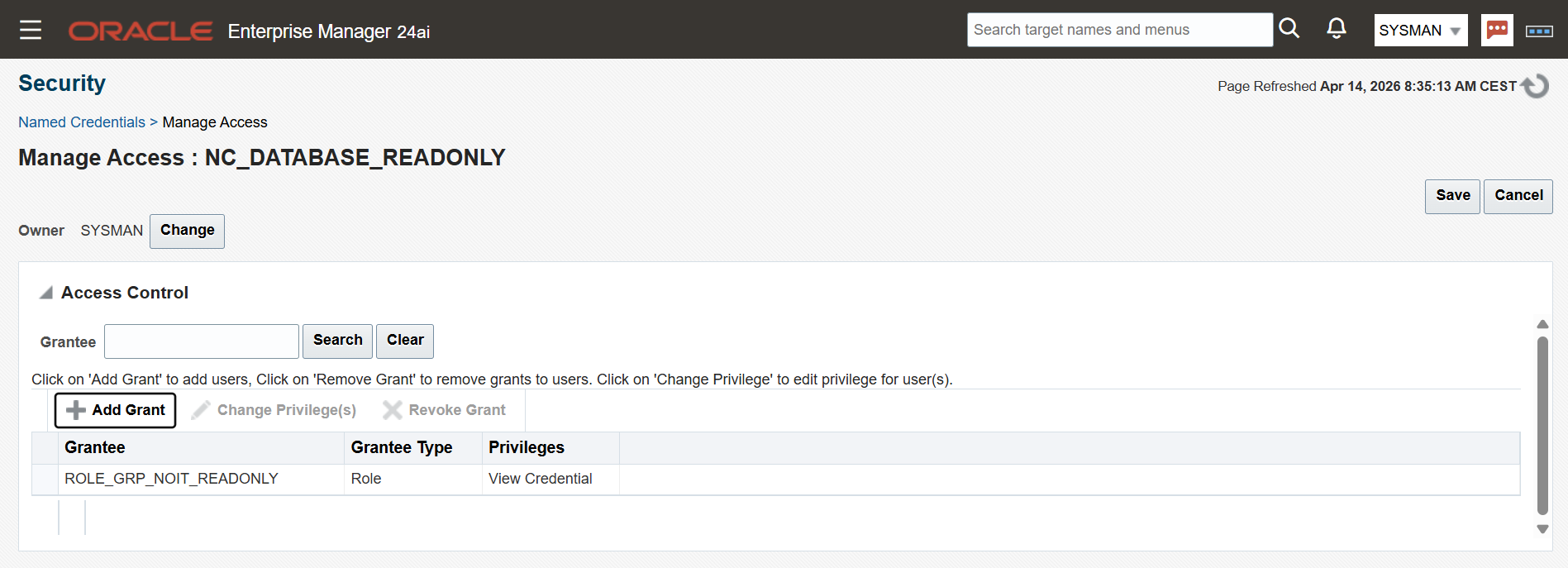 EM24ai Read-Only User Named Credential to Role Permission Mapping