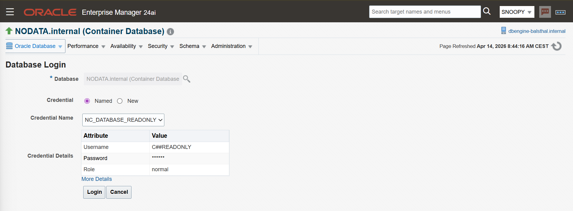EM24ai Read-Only User Database Instance Connect with predefined Named Credential 